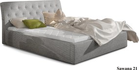 Pat lemn masiv Tapițat Nia Personalizabil - Fixă, 200 x 200 cm