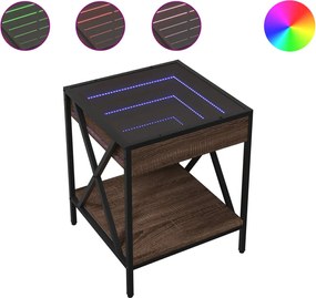 vidaXL Noptieră cu LED infinity, stejar maro, 40x40x49 cm