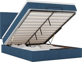 vidaXL Cadru de pat otoman cu saltea țesătură albastră 140x190cm