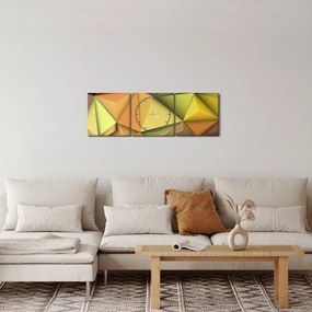 Tablou - Abstracție 3D poligonală (cu ceas) (90x30 cm)