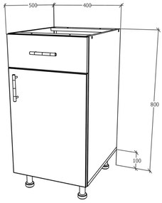 Corp haaus Karo, 1 Sertar, 1 Usa, Lemn Natural/Alb, 40 x 50 x 80 cm