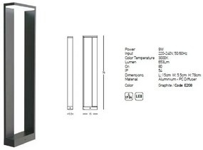 Stalp LED pentru iluminat exterior decorativ IP54 Remy H-78cm
