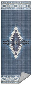 Covor tip traversă albastru lavabil 80x200 cm Ethnic Geo – Mila Home