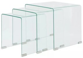 vidaXL Set mese suprapuse, sticlă călită transparentă, trei piese