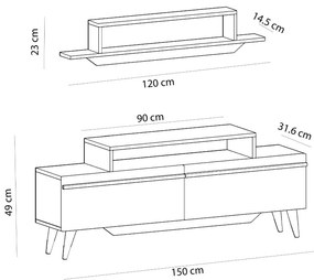 Mobilier living Tebeka 2 (alb + Nuc) . 1095609
