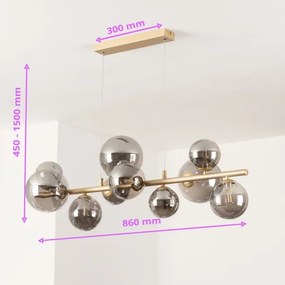 Lustră LED pe cablu Brilagi MILLA 10xG9/3W/230V auriu/fumuriu