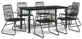 3156573 vidaXL Set mobilier de grădină, 7 piese, negru, ratan PVC