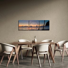 Tablou femeii pe plajă (cu ceas) (90x30 cm)