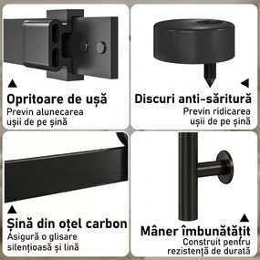 HOMCOM Ușă Glisantă 91.4x213.4cm cu Kit, Panouri din Sticlă, Aspect Lemn Alb | Aosom Romania
