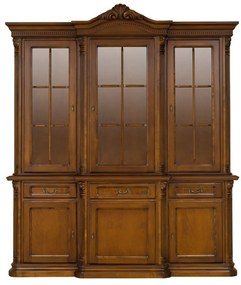 Bufet cu vitrină 3 uși lemn masiv Goldstone 193.20x 56.5 x 230 cm