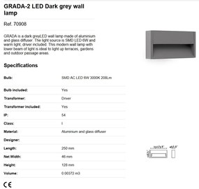 Aplica LED de exterior ambientala IP54 GRADA-2 / 6W gri