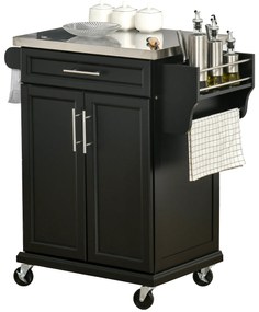 HOMCOM carrello cucina Nero 83.5 × 45.7 × 90.5cm