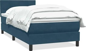 vidaXL Pat box spring cu saltea, albastru închis, 80x210 cm, catifea