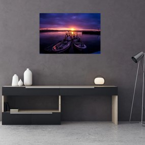 Tablou cu barci pescărești în port (90x60 cm)