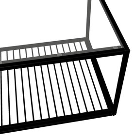 Masă de cafea cu sticlă călită, pentru spațiu de depozitare generos, 110x48x35 cm, Negru