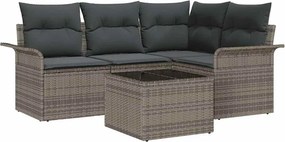 vidaXL Set de canapele pentru grădină 5 pcs Gri poliratan