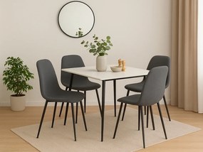 Masa de sufragerie RION 80x80 cm cu blat ceramic, marmura alba