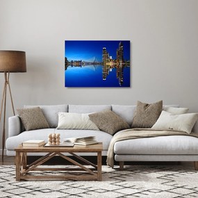 Tablou pe sticlă - Rotterdam nocturn (70x50 cm)