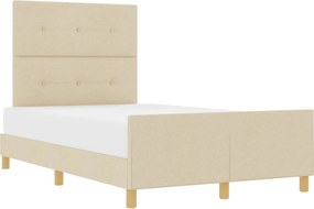 vidaXL Cadru de pat cu headboard Crem 120 x 200 cm țesătură