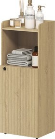 HOMCOM Dulap pentru baie de nișă cu dulap, raft deschis, raft reglabil, dulap pentru baie, 40 x 31 x 104 cm, stejar galben | Aosom Romania