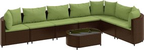 vidaXL Set canapele de grădină cu perne, 8 piese, maro, poliratan