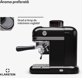 Klarstein Bella Café, aparat espresso, cu râșniță, 1550 W, 20 bar, 1,4 litri