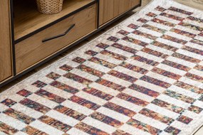 ANDRE 43780 covor lavabil Geometric anti-alunecare - bej / teracotă