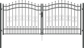 vidaXL Poartă din Gard cu Vârf de Lancă Gri 305 x 125 cm Oțel