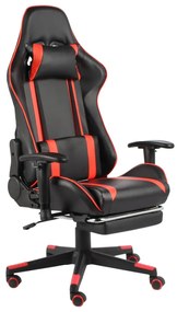 vidaXL Scaun de gaming pivotant cu suport de picioare, roșu, PVC