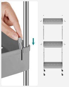 Raft multifunctional pe roti MOBIX cu 3 cosuri, gri