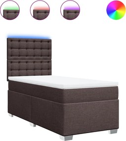 vidaXL Pat box spring cu saltea, maro închis, 100x200 cm, textil