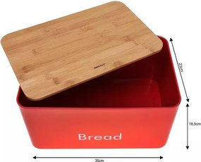 Set de cutii pentru pâine cu recipiente Kinghoff KH 1085, 4 buc., email, bambus/oțel, roșu