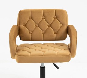 HR8403CROSS Scaun Catifea Galben Miere cu Bază Neagră