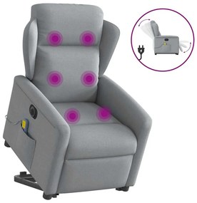 vidaXL Fotoliu electric masaj rabatabil cu ridicare, gri închis textil