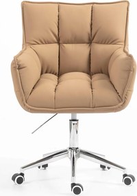 HR560K Scaun Caramel Piele Ecologica Premium Soft cu Bază Cromata