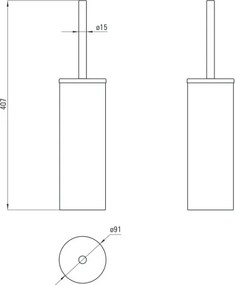 Perie wc seria Round nero ADRN712
