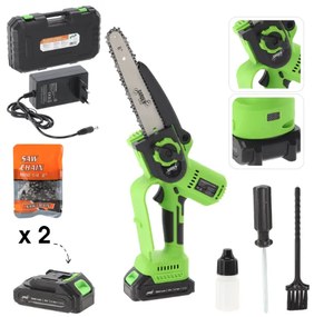 Ferăstrău cu lanț fără fir cu 2 baterii și încărcător