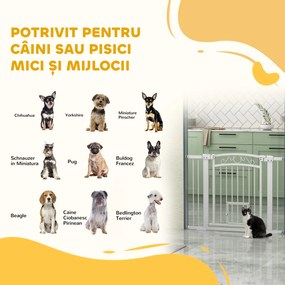 PawHut Ușă de Siguranță pentru Câini de Interior cu 2 Extensii și Ușiță pentru Pisici, 76-104x77 cm, Alb | Aosom Romania