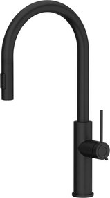 Baterie bucatarie cu dus extractibil Quadron Unique Q-Line Slim Jennifer finisaj negru carbon