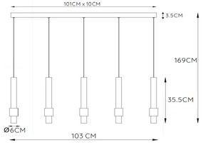 Lustră LED dimabilă pe cablu Lucide 24402/30/30 MARGARY 5xLED/4,2W/230V negru