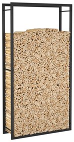 Suport pentru lemne de foc, negru mat, 80x28x154 cm, otel