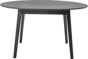 Masă dining rotundă din lemn masiv, negru, cu finisaj mat, 140x76 cm, „Peron"