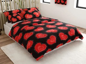 Lenjerie de pat din polibumbac pentru 2 paturi VALENTINE, negru Dimensiune lenjerie de pat: 2 buc 70 x 90 cm | 2 buc 140 x 200 cm