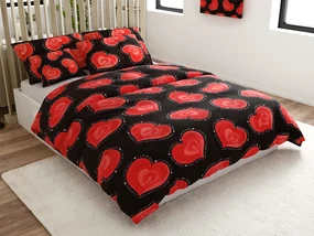 Lenjerie de pat din polibumbac pentru 2 paturi VALENTINE, negru Dimensiune lenjerie de pat: 2 buc 70 x 90 cm | 2 buc 140 x 200 cm
