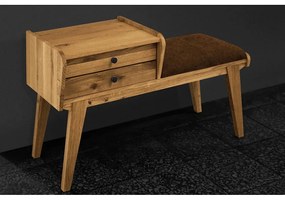 Bancă cu sertare din lemn de stejar cu șezut portocaliu Retro - The Beds