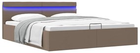 vidaXL Cadru pat hidraulic cu ladă și LED gri taupe 160x200 cm textil