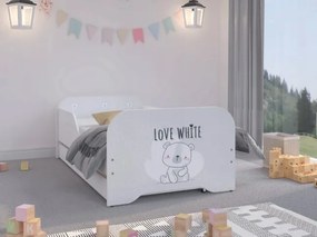 Pat de calitate pentru copii cu motiv ursuleț LOVE WHITE 140 x 70 cm