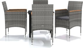 vidaXL Set de servit masa pentru grădină, 5 piese, gri și negru