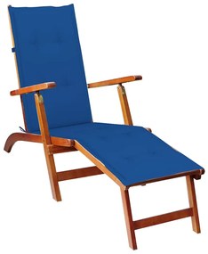 vidaXL Șezlong exterior, suport picioare și pernă, lemn masiv acacia