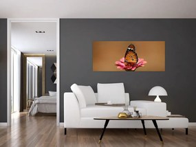 Tablou cu fluture pe floare (120x50 cm)